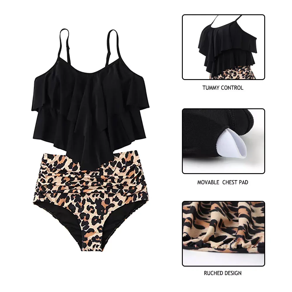 Sexy Bikini 2022 Plus Size Bathing Suit Swimsuit Female Tummy Control Beachwear Halter Ruffle Bikini Set Women Bikini Swimwear