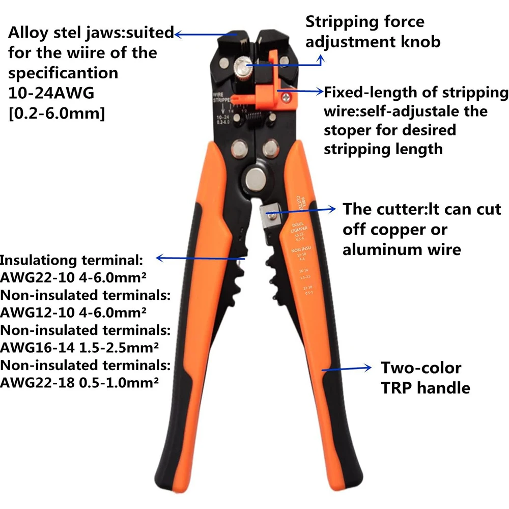 Инструмент для зачистки проводов плоскогубцы резки саморегулирующийся