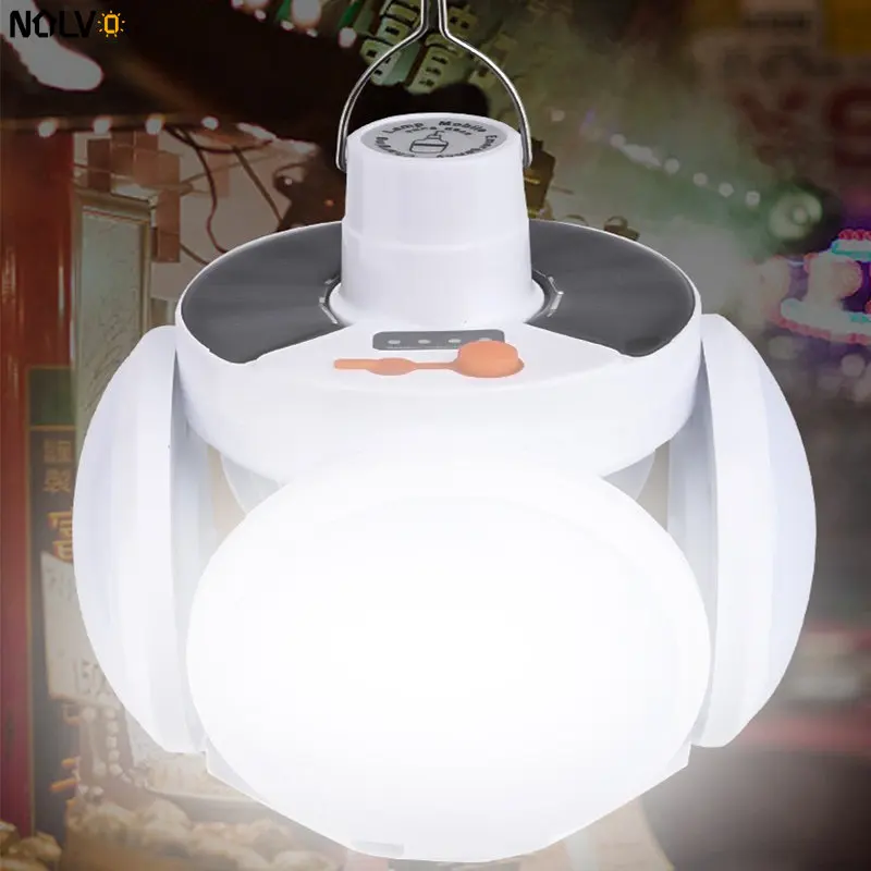 DC Rechargeable Hanging Camping Lantern Environmental Friendly Solar Led Bulb Lighting LanternFor Outdoor Camping