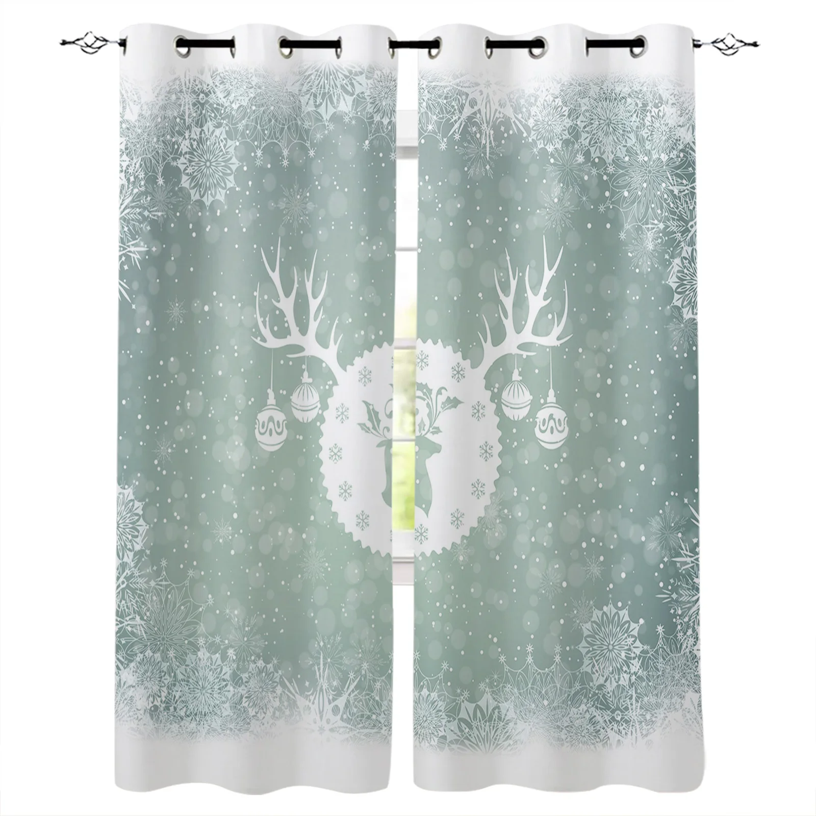 

Занавески с рождественскими звездами и оленями для комнаты, занавески с большим окном для ванной, кухни, комнатное украшение, занавеска для детской комнаты