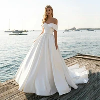 satin sweetheart hy173 wedding dress for women backless floor length simple elegant bridal princess gowns vestidos de novia