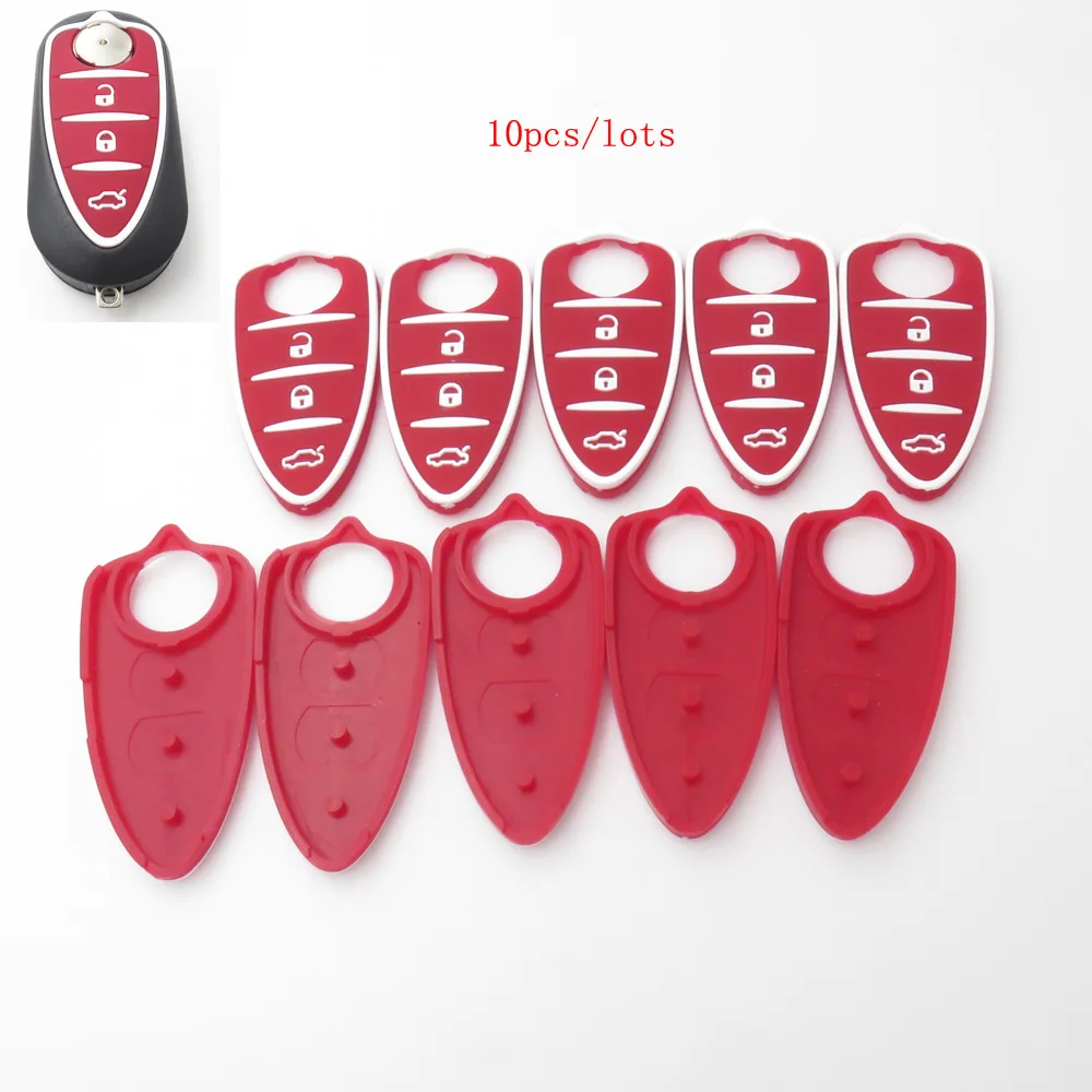 10pcs/lots Silicone Rubber Key Pad 3 Buttons for Alfa Romeo Mito Giulietta 159 GTA Flip Remote Key Colorful Pad Car Accessories