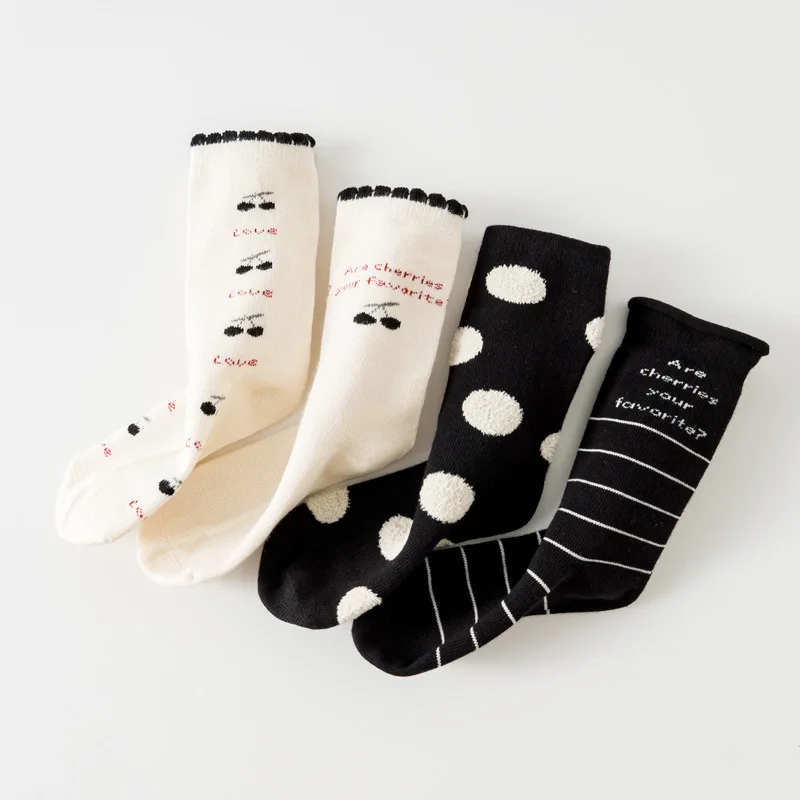 Осенне-зимние детские носки 4 пары для маленьких девочек спортивные хлопковые в