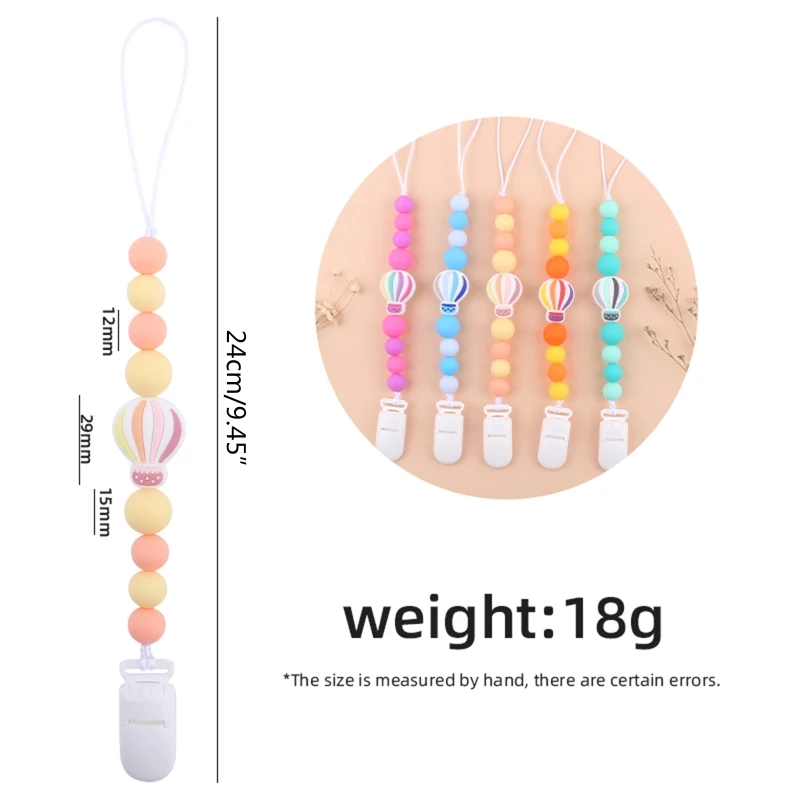 

Cute Hot Air Balloon Silicone Pacifier Clip for Babies Girls Boys Infant Teething Soothie Toy Cartoon Pacifier Chain Hol