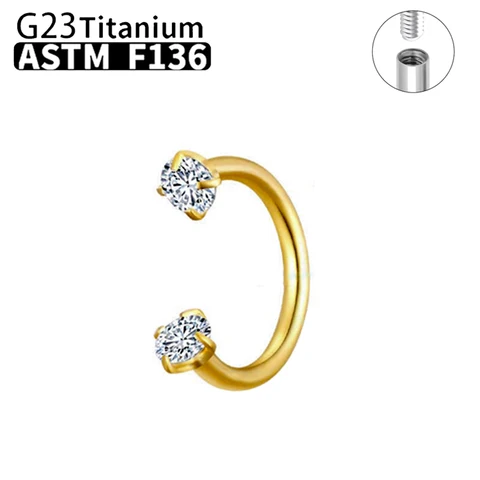 1/5/50 шт. G23 титан ASTM-F136 пирсинг кольцо в носу внутренняя резьба C стержень циркон оптовая продажа украшения для тела для женщин