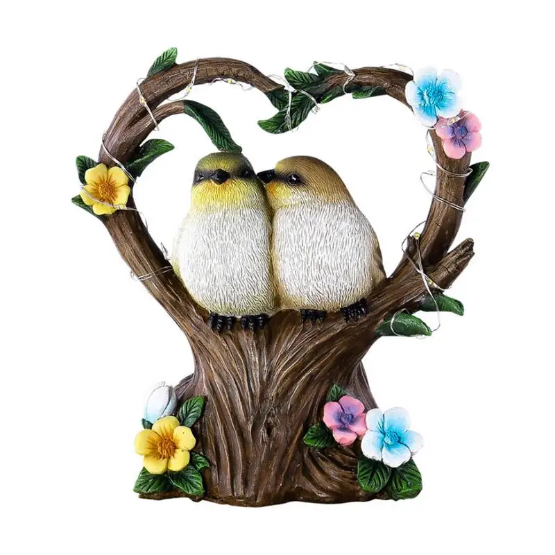 

Solar Owl Garden Statue Lawn Ornaments With LED Lights Solar Powered Resin Owls Statue Funny Lovebirds Figurine Decor Outdoor