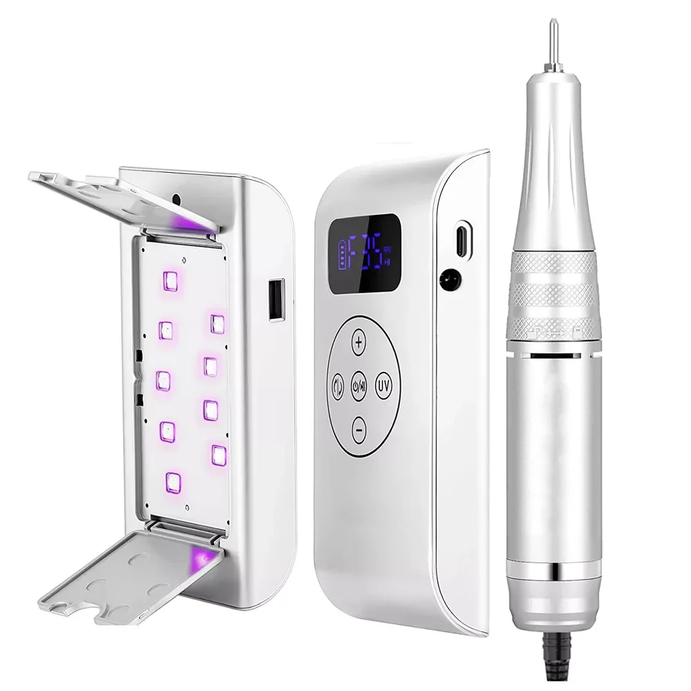 

2023NEW Nail Drill Machine Cordless Electric Pedicure Manicure Nail Polishing Pen With UV Nail Dryer Lamp For Acrylic Gel Nails