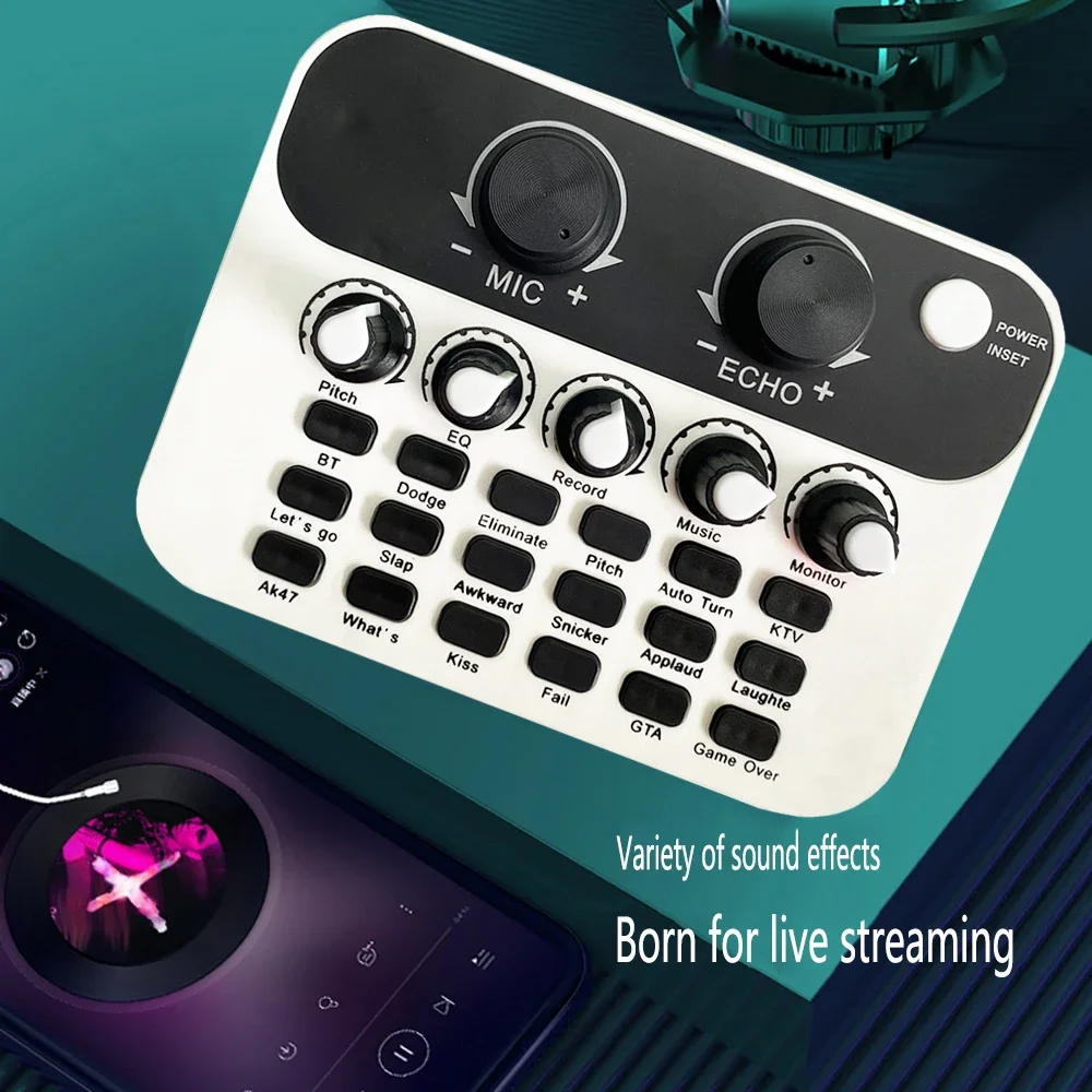 Мини-живая звуковая карта аудиоинтерфейс телефонная трансляция запись