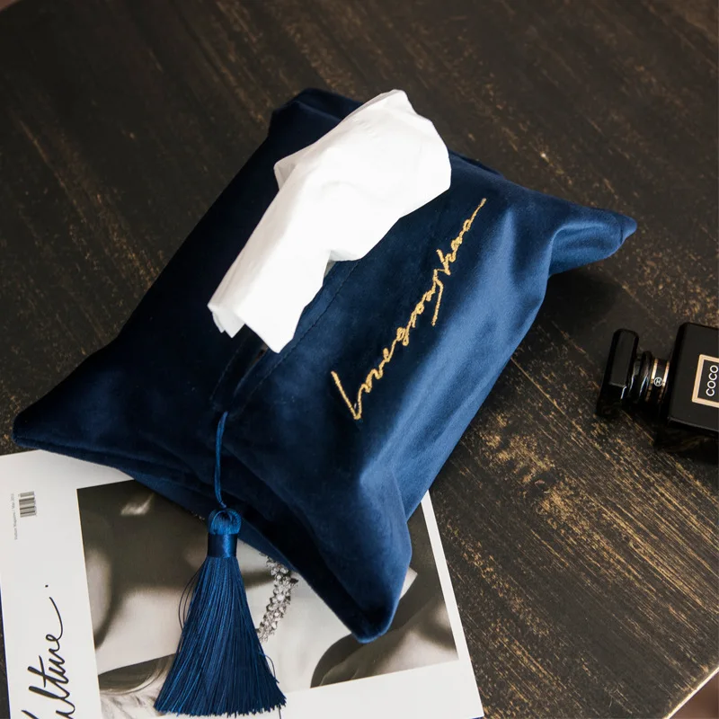 

Handkerchief Box, Toilet Paper Box, Napkin Holder, Velvet Vintage and Elegant Household and Car Toilet Paper Dispenser