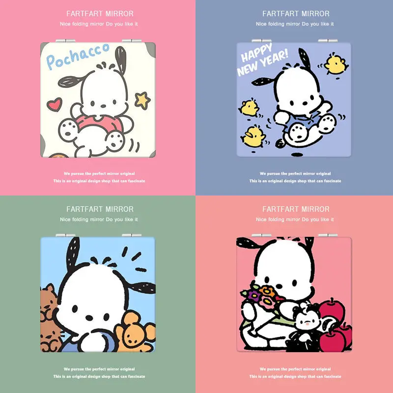 

Kawaii Kuromi Pachacco Anime Cute Cartoon Student Handheld Makeup Mirror Portable Folding Double Sided Makeup Small Mirror Gift
