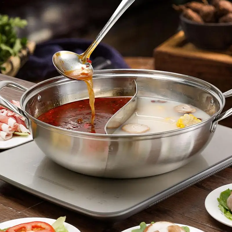 

Double Flavor Pot Stainless Steel Shabu Pot Hot Pot With Divider For Induction Cooker Mandarin Duck Pot For Home Party