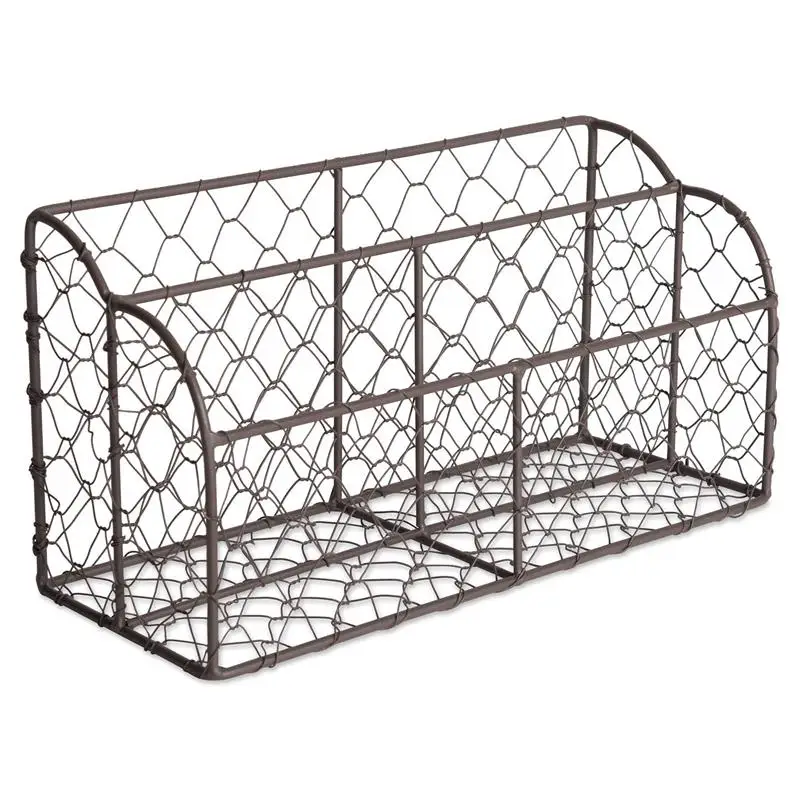 

4" Modern Metal Chicken Wire Desktop Letter Holder in Bronze