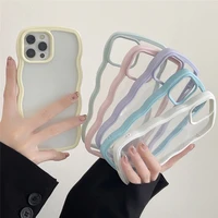 ottwn luxury curly wave lace case for iphone 11 12 13 pro max x xr xs 7 8 plus se candy color transparent shockproof back cover