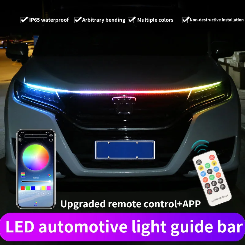 

1,5/1,8 м автомобильный RGB атмосферный свет s бар DRL полоса Гибкая App дистанционное управление украшение Автомобильный капот светильник Кая све...