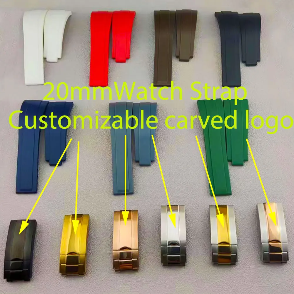 

Ремешок резиновый для мужских часов шириной 20 мм из нержавеющей стали