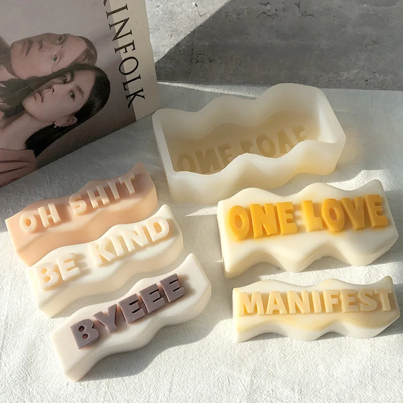 

Selling DIY Handmade Stereo Candles Unique Creativity Home Decor English Letters Wave Candle Soap Aromatherapy Silicone Mold