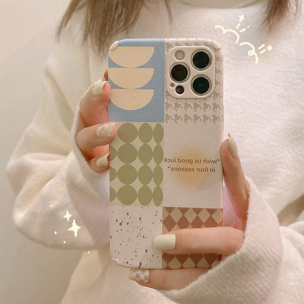 

Boreal Europe Style Leather Stitching Phone Case For Iphone 13 12 11 Pro Max X XR XSMAX 7 8 Plus SE TPU Case Cover New Products