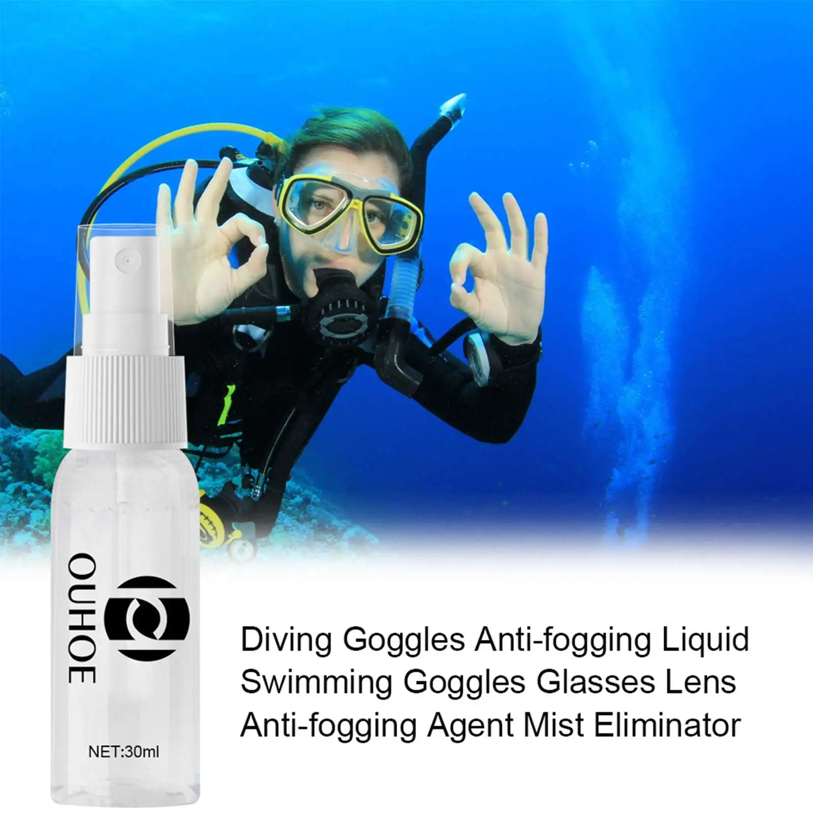 

30ml Anti-Fog Spray for Swim Goggles Glasses Scuba Dive Mask Antifogging Agent for Mirror Windshields Long Lasting for Hours