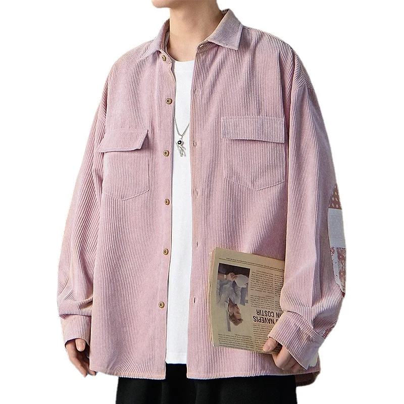 Мужская одежда Женское пальто Вельветовая рубашка в стиле пэчворк двойная сумка