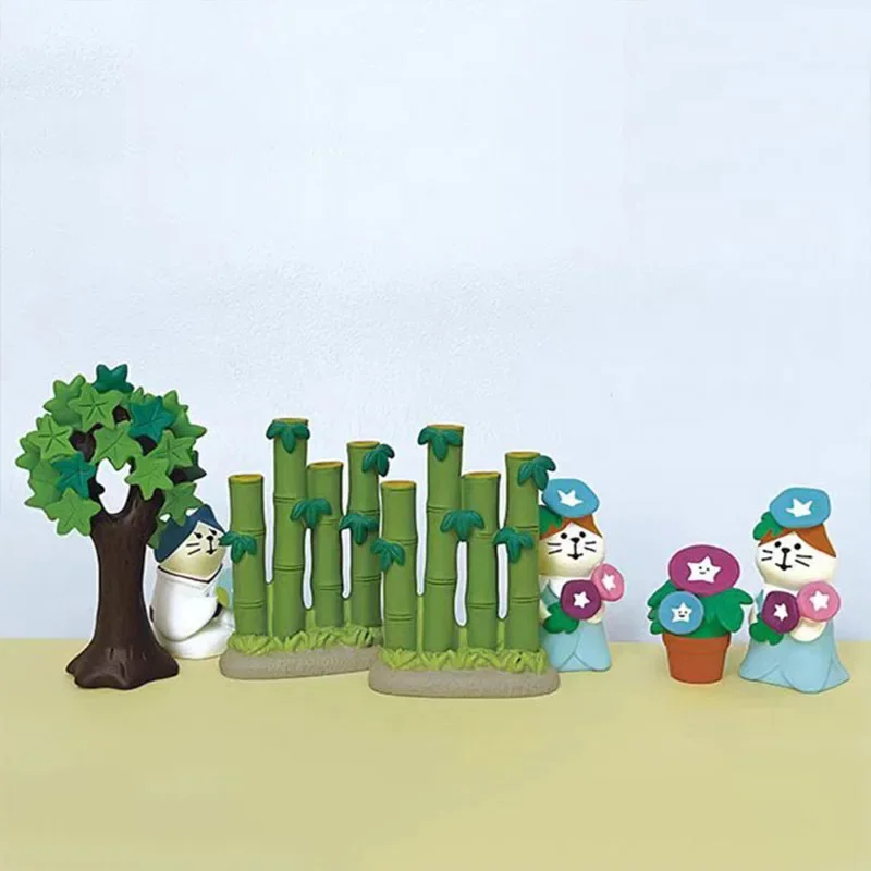 Экшн-фигурки в виде кота на летний день милые украшения арбуза бамбукового леса