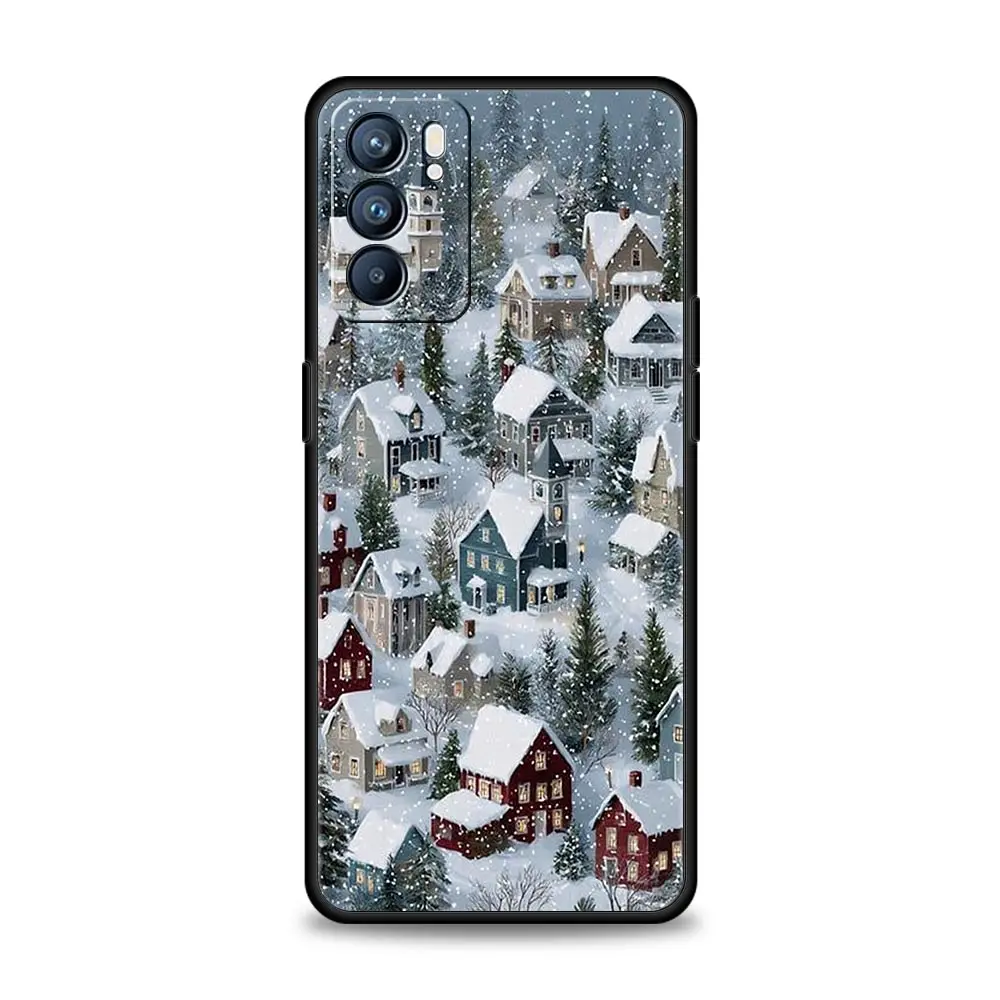 Фото Чехол в мультяшном рождественском стиле для Oppo Reno14, Reno13, Reno12, 11 F, 10, Find X5, X9 Pro, A54 5G, A53, A52, A9, A16, A78 4G, A80, A98 №2