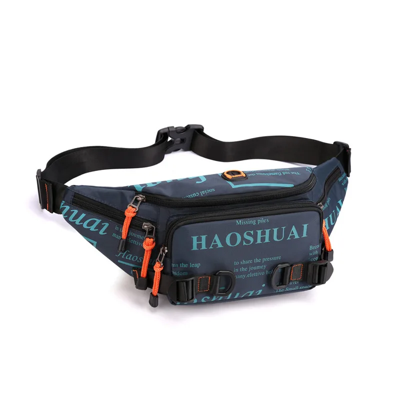 New Outdoor Sports Men's Printed Alphabet Waist Bag Fashion Chest Bag Waterproof Nylon Cloth Oblique Cross Men's Bag