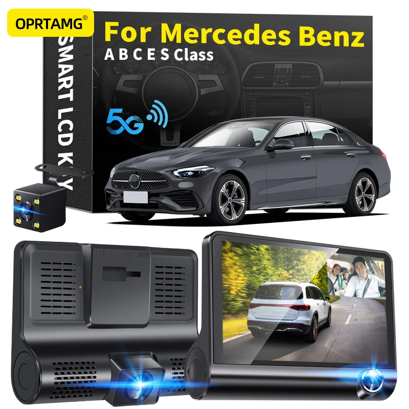 

Car Dashcam For Mercedes Benz A B C E S Class W168 169 W245 246 W202 203 210 211 220 W221 Car DVR 3 Cameras Lens 4.0 Inch 1080P