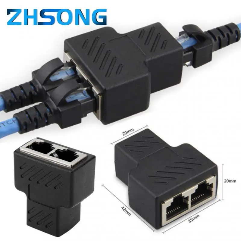 

RJ45 Cable Port 1 To 2 Ways LAN Ethernet Cord Network Cable RJ45 Female Splitter Adapter Network Connector Splitter Plug Adapter