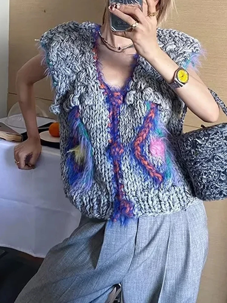 

Gypsylady ручной работы шикарный вязаный свитер жилет серо-коричневый свободный женский осенне-зимний Повседневный праздничный Дамский уличны...