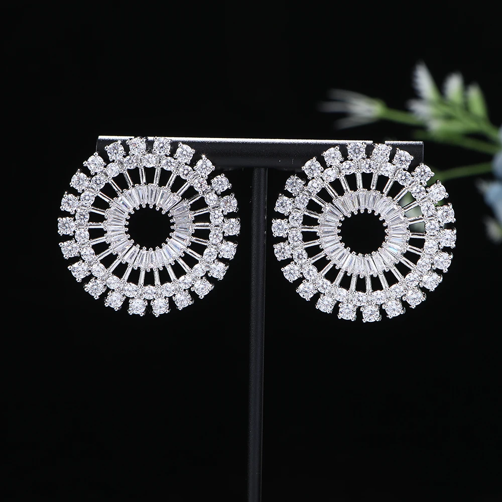 

Luxury Trendy Big Circles Earring For Women Wedding Party Cubic Zircon Earring Brazil Style Round Earring A0167