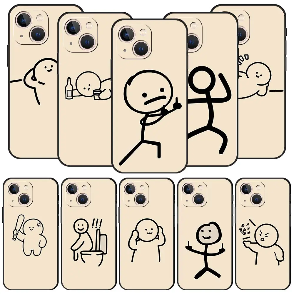 

Cartoon Matchman DIY Phone Case For Apple iPhone 11 14 Pro MAX 12 13 Mini 7 8 Plus X XR XS MAX SE Silicone Black Cover Luxury