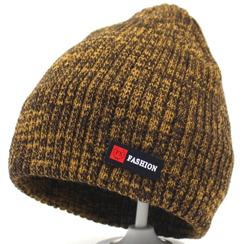 

New winter knit hats men's and women's outdoor warm thickening plus velvet loose winter caps winter ski male bone