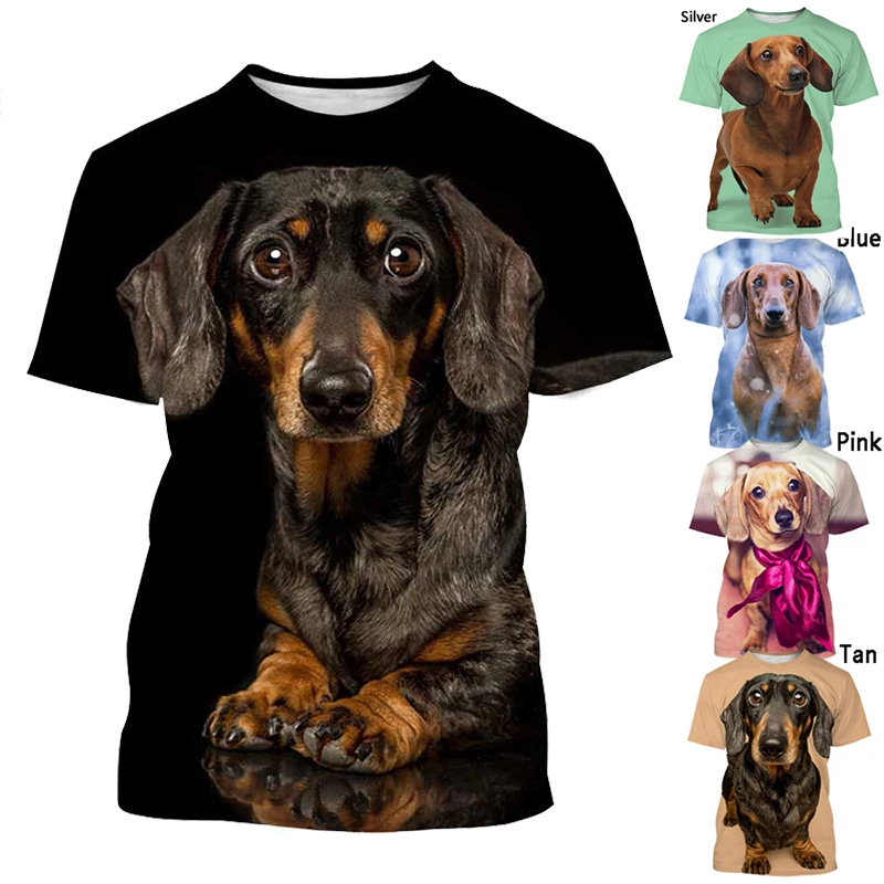 

Dog Pattern Novelty Pet T-shirt Men's Fashion 3D Printing Short Sleeve Summer Casual Shirt Top Youth Oversized Clothing