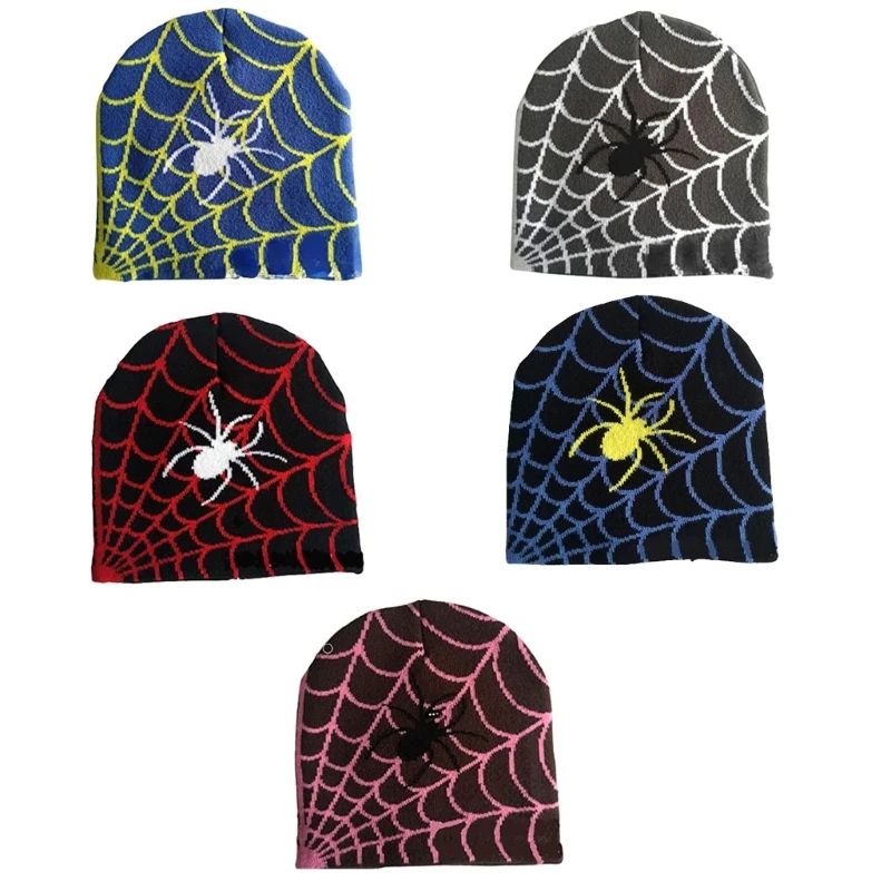 

Y2K Beanie knit Beanie Hat Spider Web Hat Y2k Spider Web Beanie Skullies Beanie