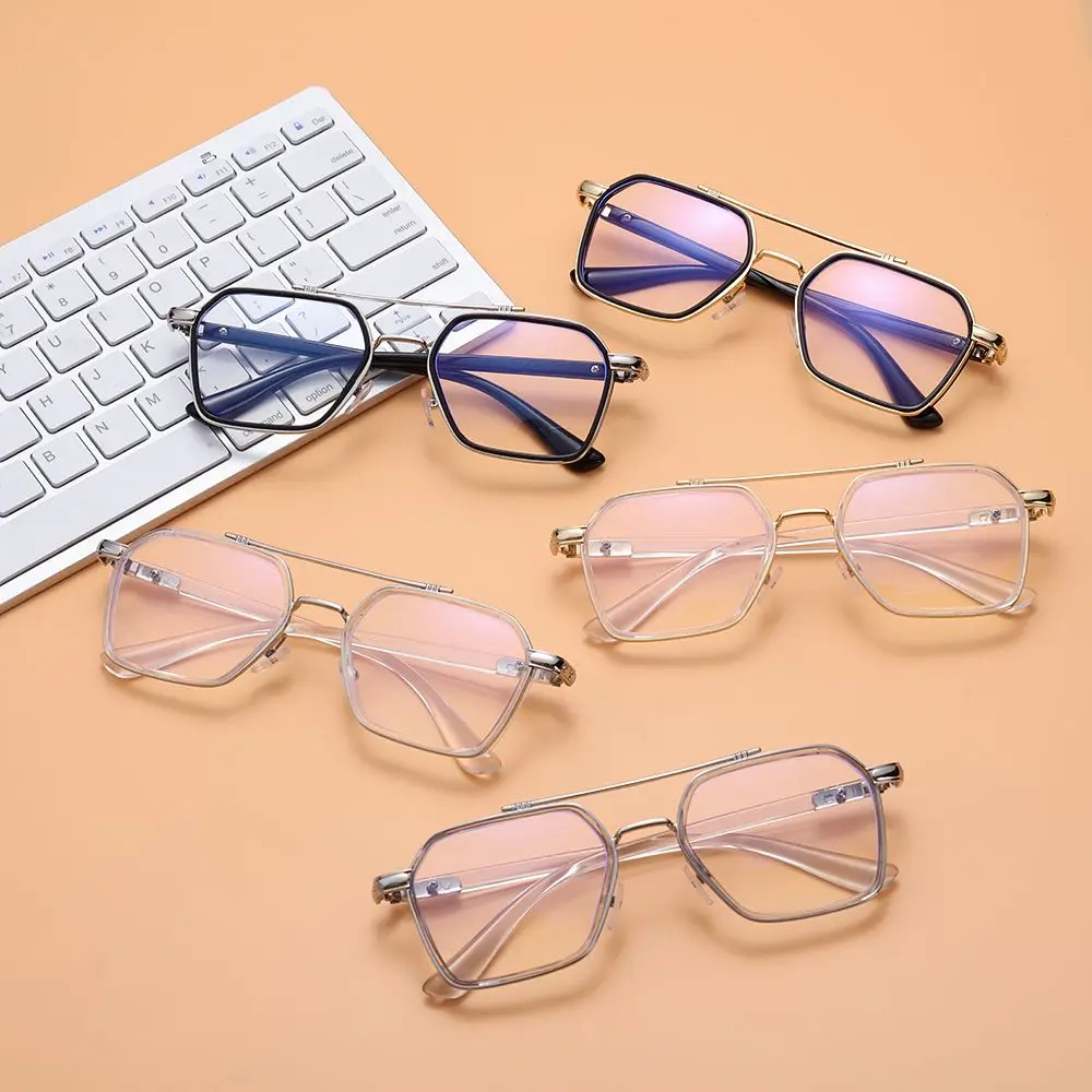 

Retro Computer Grade Glasses Double frame UV Protection Anti Blue Light Eyeglasses Flat Mirror Eyewear Reading Glasses