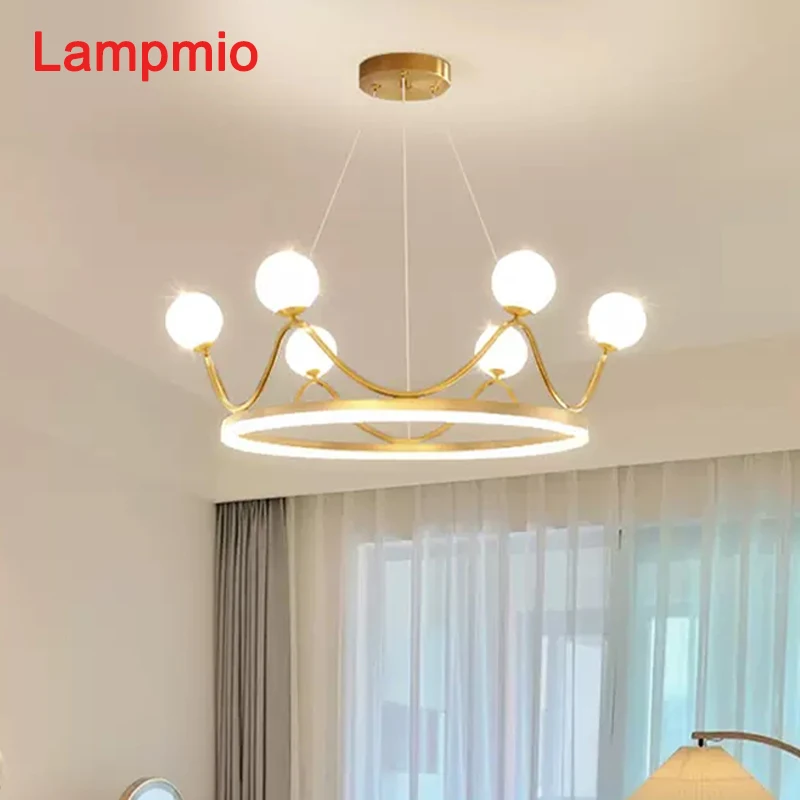 

Lampmio Luxury Chandeliers For Dining Room 60CM 80CM Restaurant Chandelier Lighting Art DECO Glass Round Golden Copper Lustres