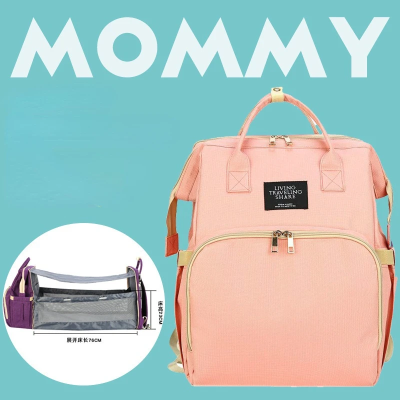 

Mommy Bag Portable Folding Crib 2022 New Multifunctional Large Capacity Fashion Baby Diaper Bag Baby Crib