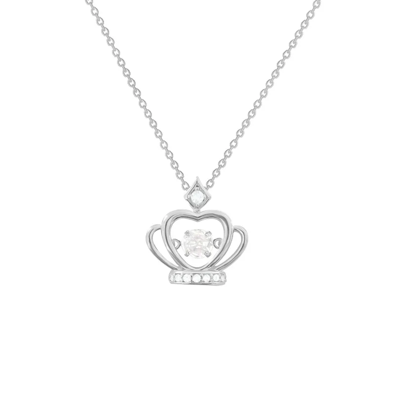 

Nimble Lucky Zircon Simple Beat Crown Love Heart Mother's Day Pendant Necklace Woman Girl Wedding Blessing Jewelry
