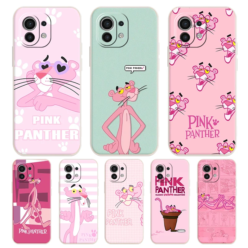 

Cute P-Pink Panthers Phone Case for Xiaomi Mi 11 Pro 12 10 10S 9 Liquid Silicone Back Cover Funda for Xiaomi 12 Coque Shell