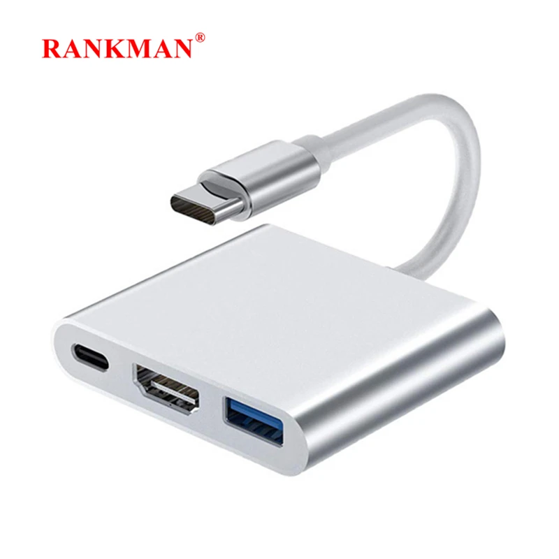 Док-станция Rankman USB C Hub на 4K HDTV USB 3,0 Type C для Macbook iPad Samsung S20 Dex Xiaomi 12 TV PS5 Nintendo Switch
