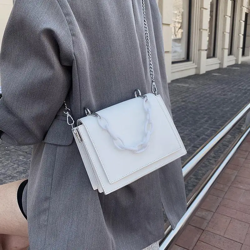 

Модные простые и универсальные женские сумки, однотонная маленькая квадратная сумка на цепочке, сумка через плечо, женские сумки на молнии ...