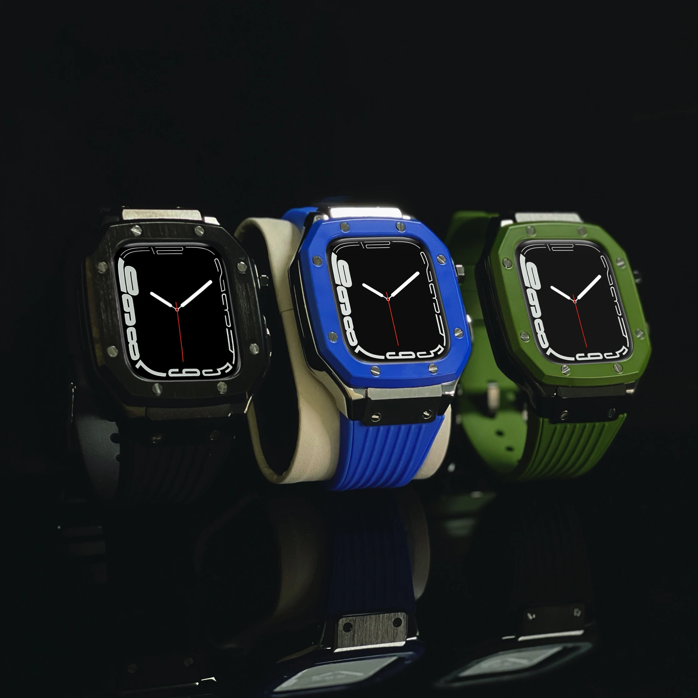Купить Чехол для IWatch Series 7 8 45 мм для Apple Watch 8 Se 6 5 4 44 мм модный мужской резиновый набор модификация Роскошный чехол из нержавеющей стали