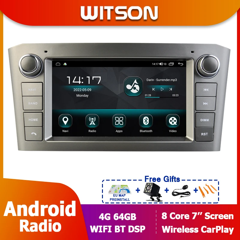 

Автомобильный радиоприемник Android Auto CarPlay WIFI BT для TOYOTA AVENSIS T250 2 II 2002-2008, мультимедийный плеер, 7-дюймовый экран, стерео аудио DSP