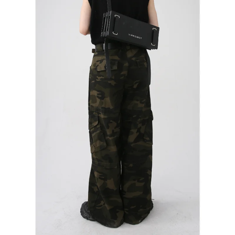 2022 Autumn New Products Camouflage Personality Loose Straight Trend Overalls Men Oversized Retro Lapel Fashion Jeans for Men