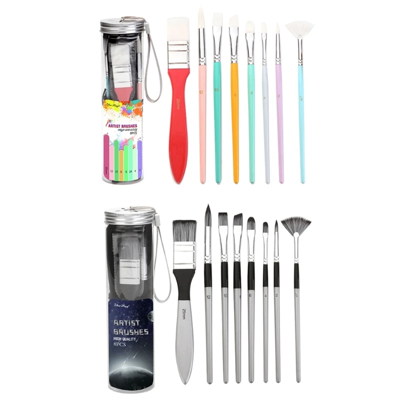 

57EC Paint Brush Set 8 Types Paint Brush w/ Brush Holder Carry Bag Oil Paint Brush