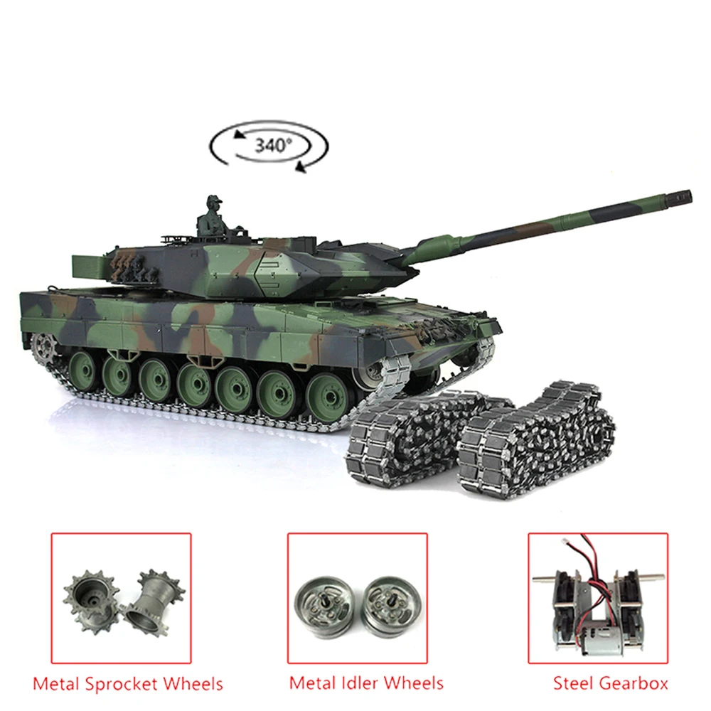 

Upgraded Ver Henglong 1/16 TK7.0 Leopard2A6 RC Tank 3889 Metal Driving Motor Tracks W/ Rubbers