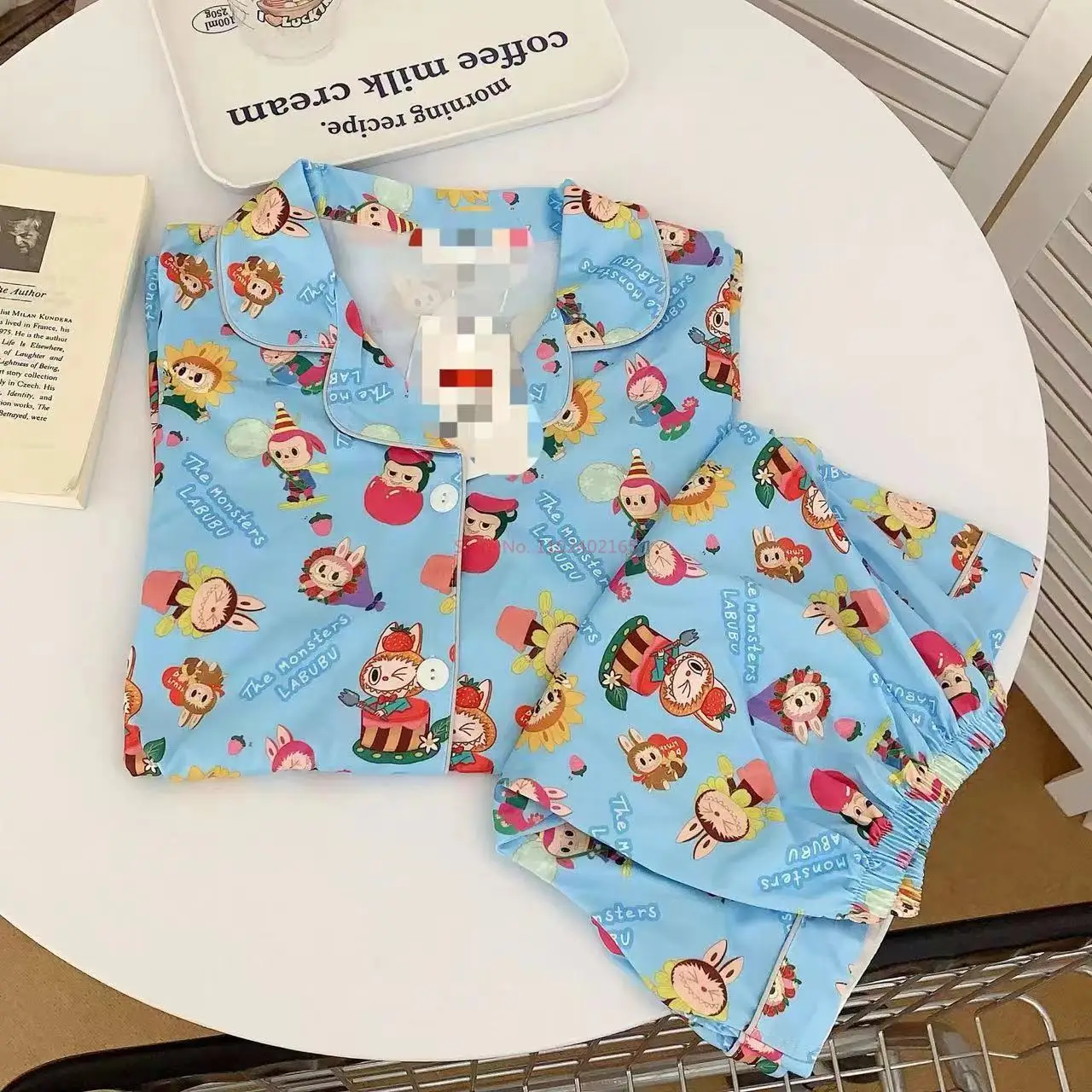 Новинка 2024 пижама Labubu для девушек из мультфильмов летний короткий комплект