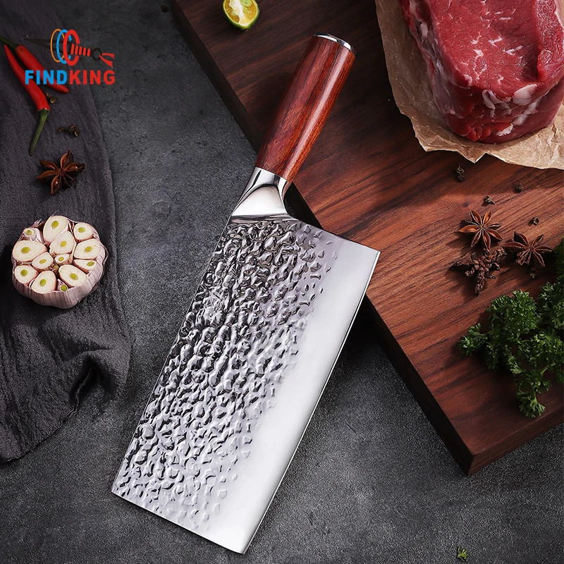 

FINDKING Sky Mirror 8 inch Stainless Steel Kitchen Cut Usage Carbon Steel Kitchen Cleaver Chopping Knife with Rosewood Handle
