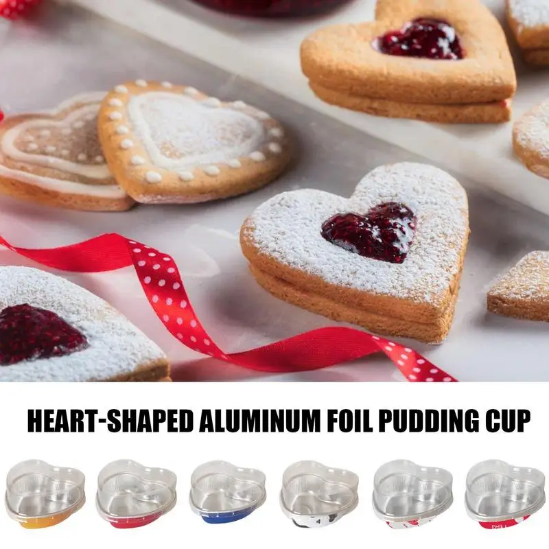 

Heart Cake Pan Aluminum Cake Pans With Lids For Baking 20pcs Dessert Baking Cups Pans For Mother's Day Wedding Birthday