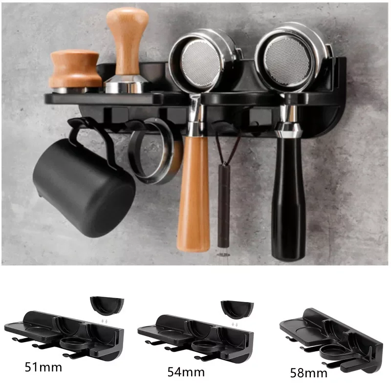 

NEW2023 51/54/58mm Punch Free Coffee Set Storage Rack Wall Mounted Espresso Coffee Portafilters Holder Home Kitchen Coffeeware O